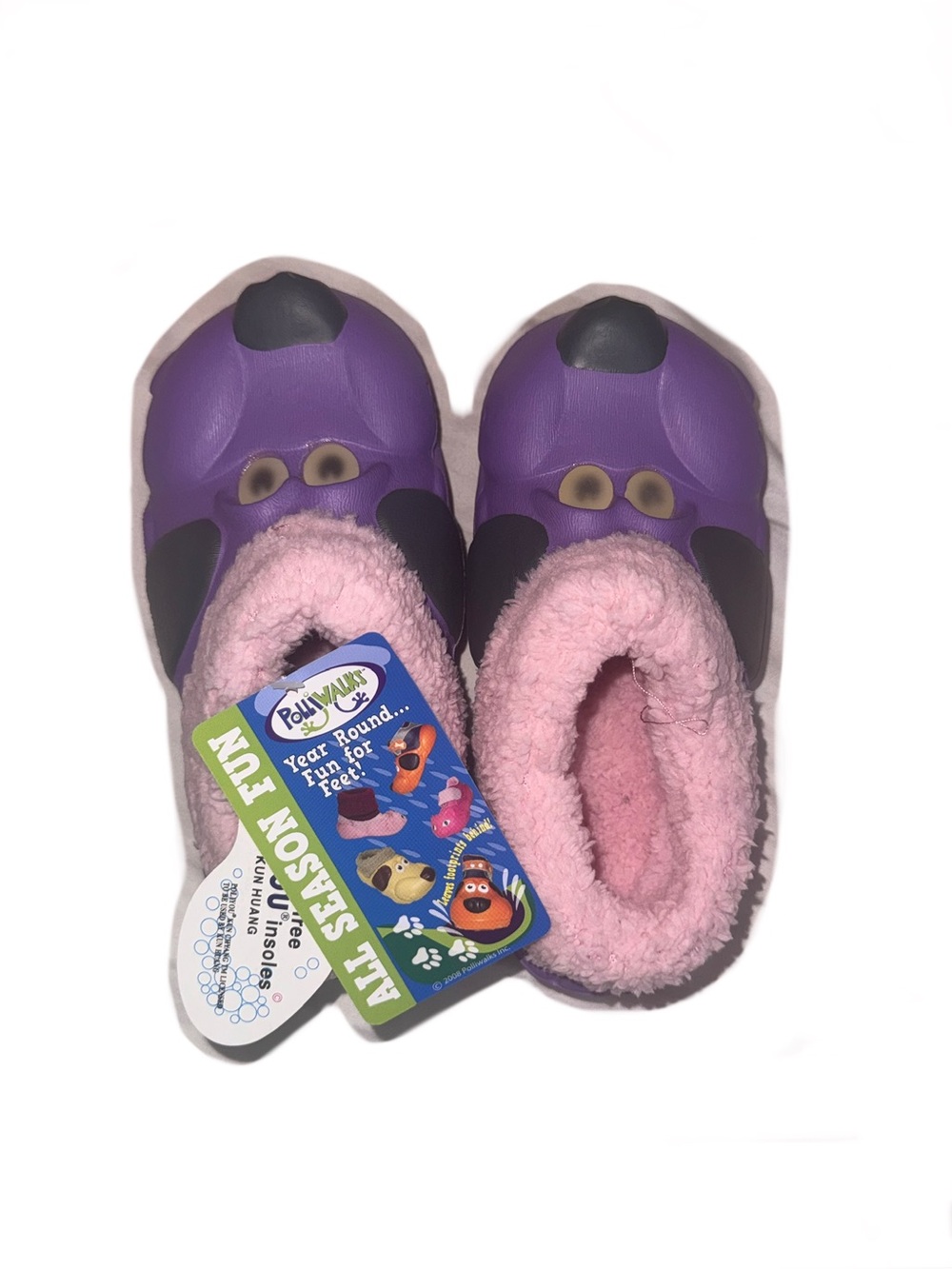2008 Polliwalks Kids Purple Dog Slippers